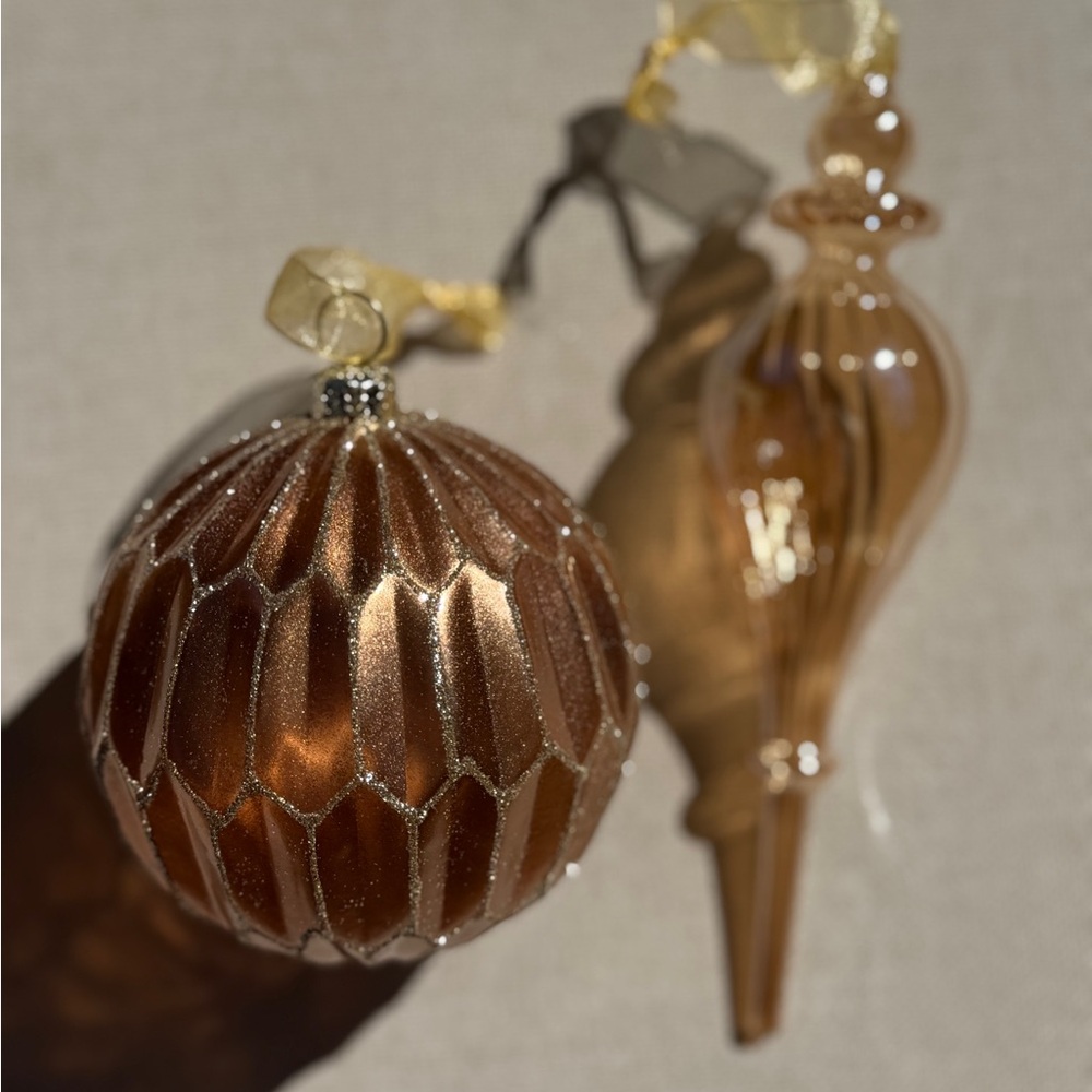Frontgate Glass Holiday Ornaments - Set of 2 - NWOT